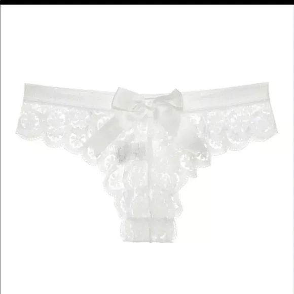 (Last 2) Sexy lace bow thong transparent panty in SAGE GREEN lace - Picture 8 of 15